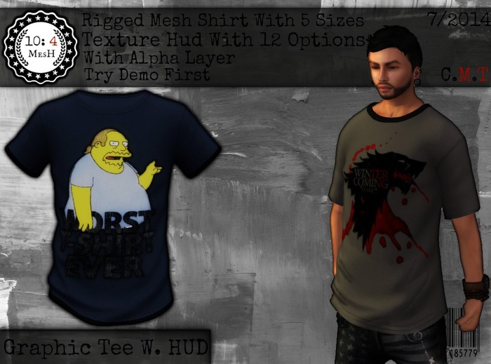 *10: 4 ~ Mesh ~ Graphic Tee With Hud ~ 12 Options