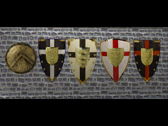 5 Medieval Wall Shields +Stone Texture - Castle/Art/Home/Club