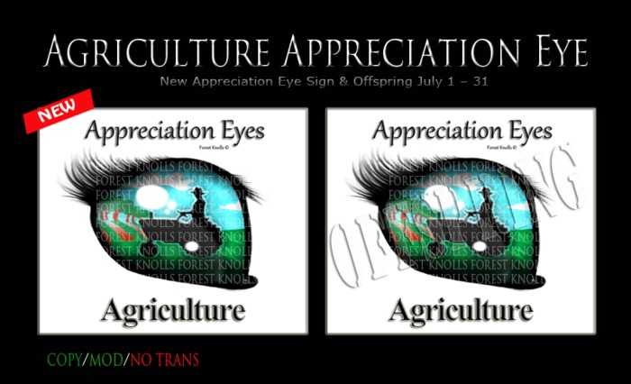 AGRICULTURE APPRECIATION EYE SIGN & OFFPRING